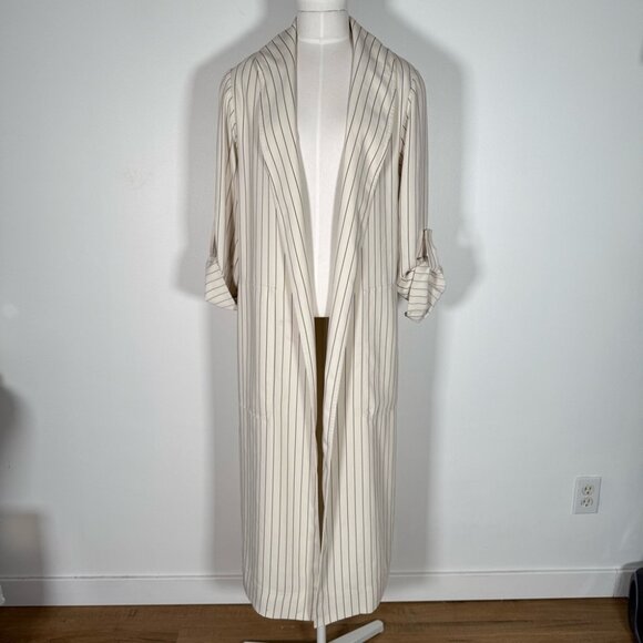Aritzia Jackets & Blazers - Aritzia Babaton Kahlo Cream Pinstripe Robe Jacket  Longline
